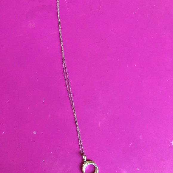 NWOT Double Circle Genuine Diamond & Sterling Silver Pendant/Chain - Picture 3 of 7